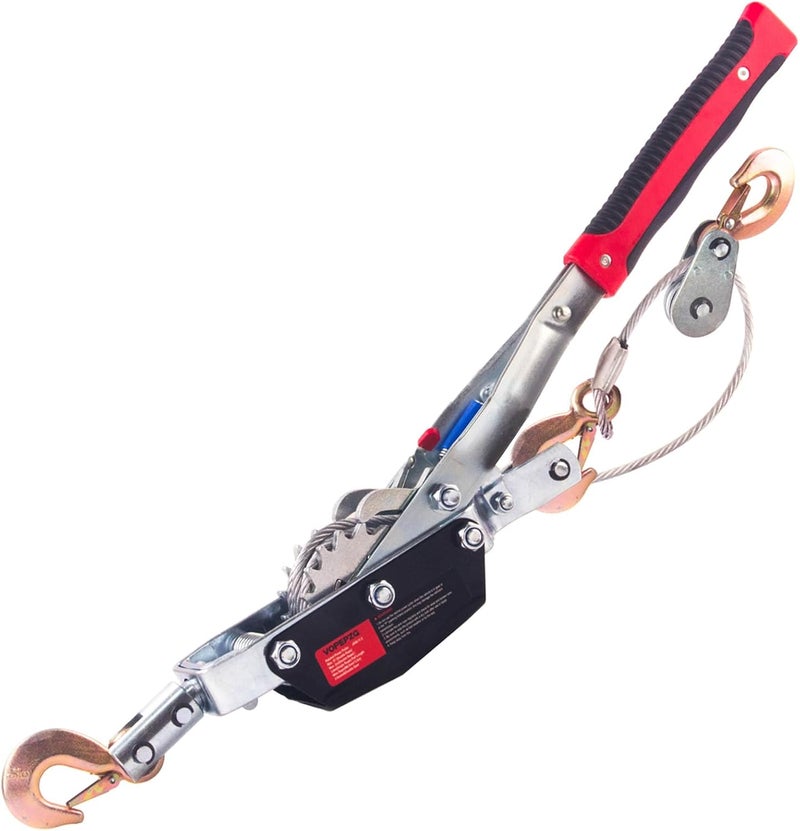 JOYANALL Come Along Winch,5 Ton Capacity Portable Power Puller with 11.5FT Steel Cable,Heavy Duty Come Along Tool with Dual Gears,3 Hooks,Hand Winch Tool - Image 1